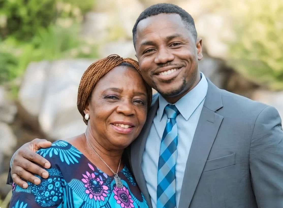 Godwill Tandoh with his mother, Josephine Ladzaglah Tandoh